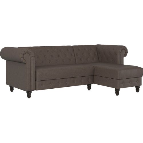 Felix - Canapé D'angle 3 Places En Tissu Marron