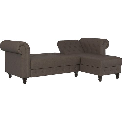 Felix - Canapé D'angle 3 Places En Tissu Marron