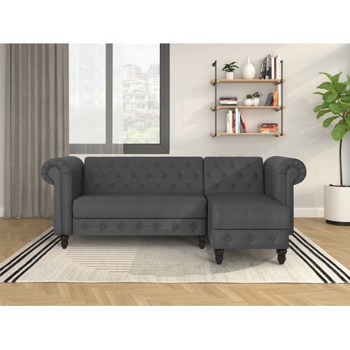 Felix - Canapé D'angle 3 Places En Simili Cuir Gris