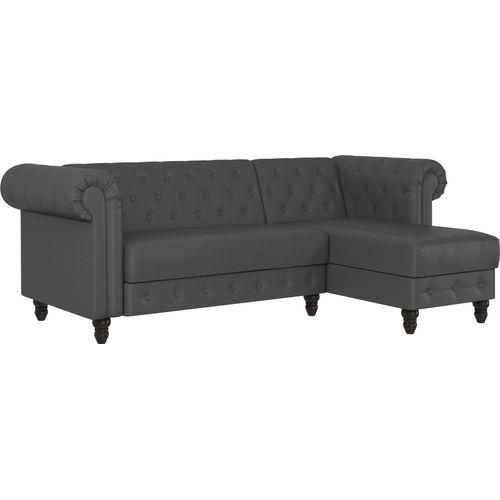 Felix - Canapé D'angle 3 Places En Simili Cuir Gris