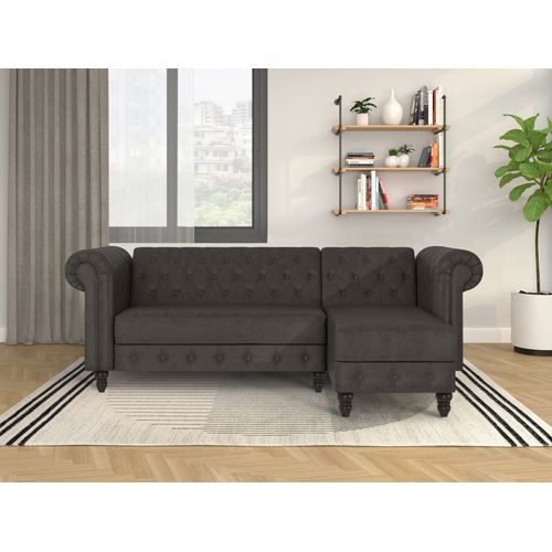 Felix - Canapé  D'angle 3 Places En Tissu Anthracite