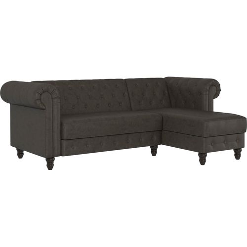 Felix - Canapé  D'angle 3 Places En Tissu Anthracite