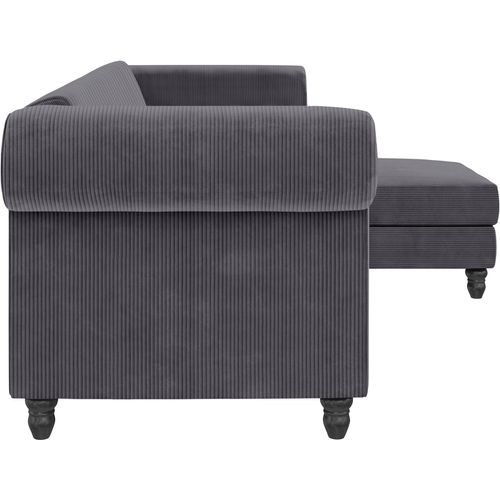 Felix Ii - Canapé-lit 3 Places Avec Chaise Longue En Tissu Anthracite