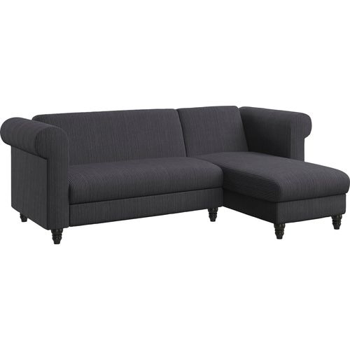 Felix Ii - Canapé-lit 3 Places Avec Chaise Longue En Tissu Anthracite