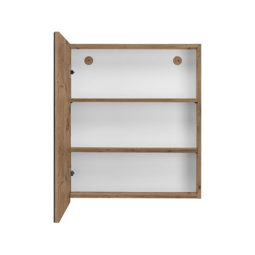 Wisla -armoire Suspendue Avec Porte Miroir Aspect Chêne