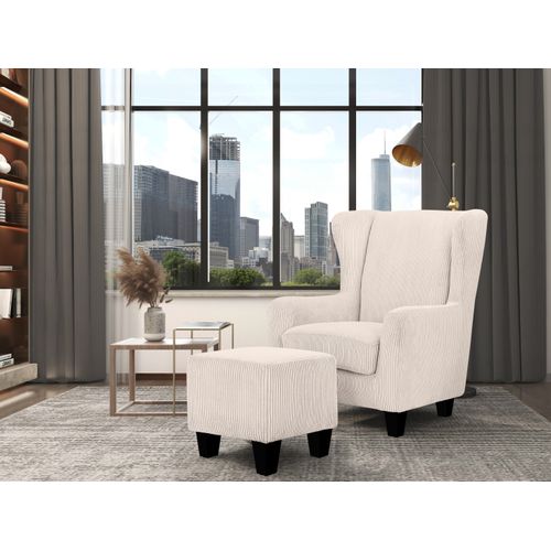 Zhili - Fauteuil + Repose-pieds En Tissu Blanc
