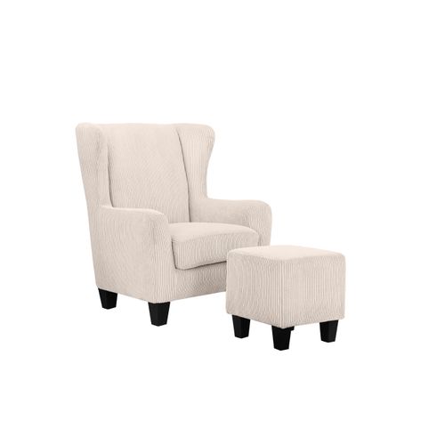 Zhili - Fauteuil + Repose-pieds En Tissu Blanc