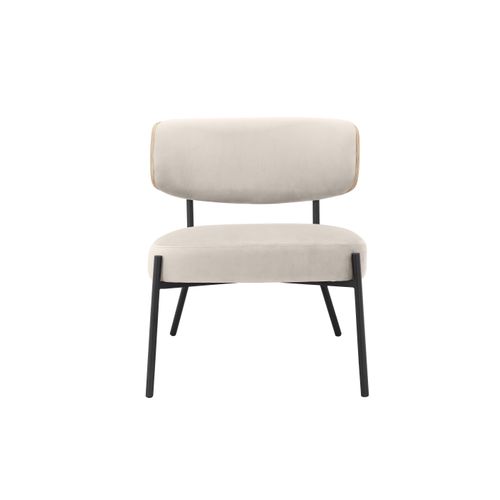 Jerry-fauteuil Lounge Avec Tabouret En Velours Crème