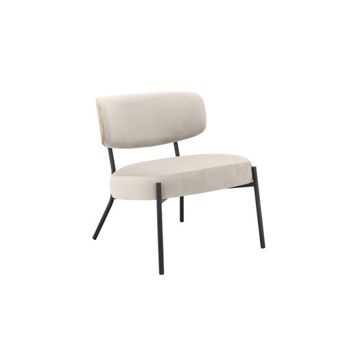 Jerry-fauteuil Lounge Avec Tabouret En Velours Crème