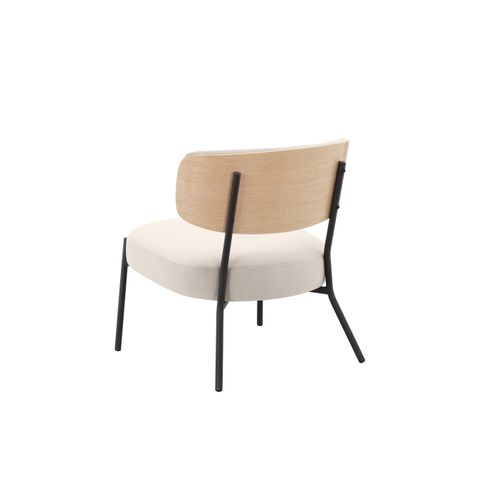 Jerry-fauteuil Lounge Avec Tabouret En Velours Crème