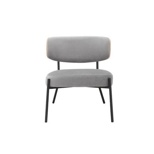 Jerry-fauteuil Lounge Avec Tabouret En Velours Gris Clair