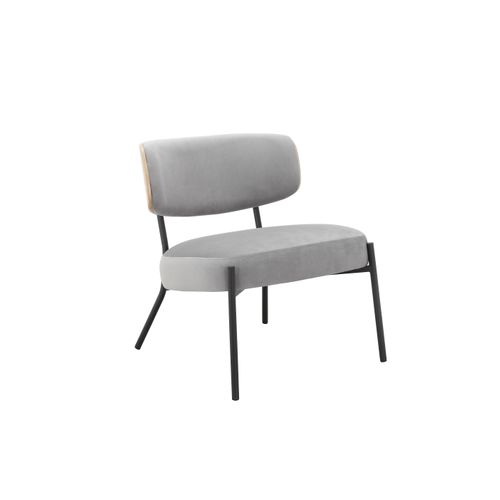 Jerry-fauteuil Lounge Avec Tabouret En Velours Gris Clair