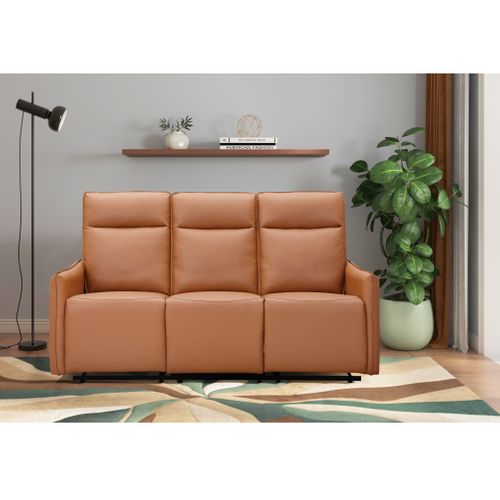 Lugo-canapé 3 Places Avec Fonction Manuelle En Pu Couleur Cognac