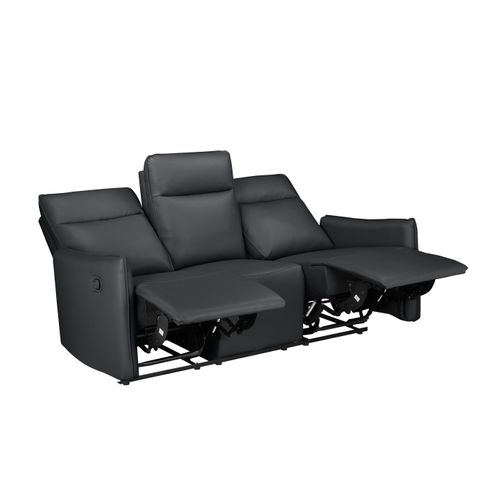 Lugo-canapé 3 Places Avec Fonction Manuelle En Pu Noir