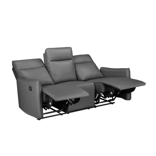 Lugo-canapé 3 Places Avec Fonction Manuelle En Pu Gris