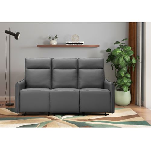 Lugo-canapé 3 Places Avec Fonction Manuelle En Pu Gris