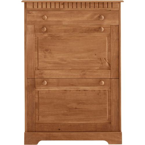 Lisa - Coffre à Chaussures Avec 2 Portes Battantes Et 1 Tiroir En Pin Naturel