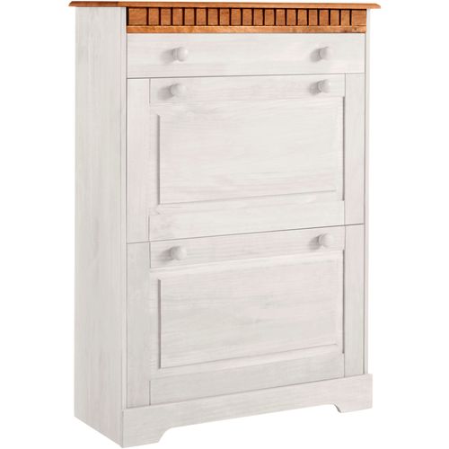 Meuble à Chaussures Lisa Avec 2 Abattants Et 1 Tiroir En Blanc Miel