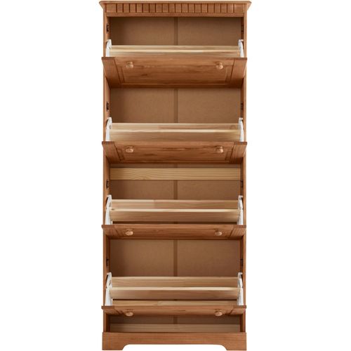 Lisa - Coffre à Chaussures Avec 4 Portes Battantes En Pin Naturel