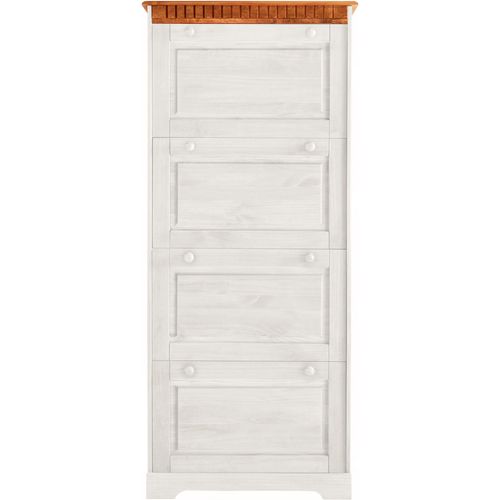 Lisa - Coffre à Chaussures Avec 4 Portes Battantes En Pin Laqué Blanc