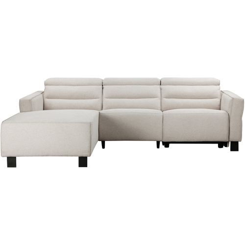 Carpari-canapé D'angle 3 Places Avec 1 Relax Électrique En Tissu Crème