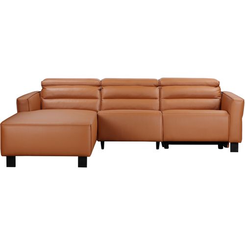 Carpari-canapé 3 Places Avec 1 Fauteuil Électrique En Cuir Pu Cognac