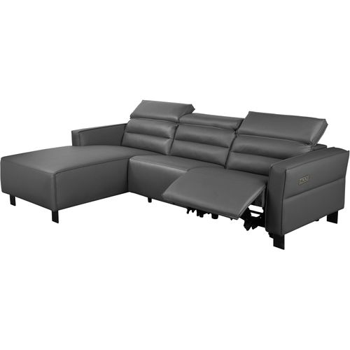 Carpari-canapé D'angle 3 Places Avec 1 Relax Électrique En Pu Gris