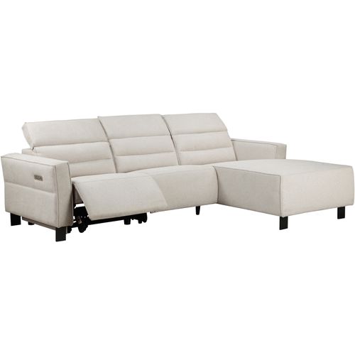 Carpari-canapé D'angle 3 Places Avec 1 Fauteuil Électrique En Tissu Crème