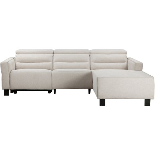 Carpari-canapé D'angle 3 Places Avec 1 Fauteuil Électrique En Tissu Crème