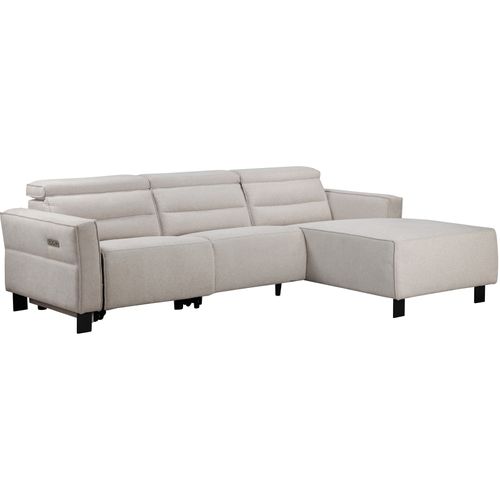 Carpari-canapé D'angle 3 Places Avec 1 Fauteuil Électrique En Tissu Crème
