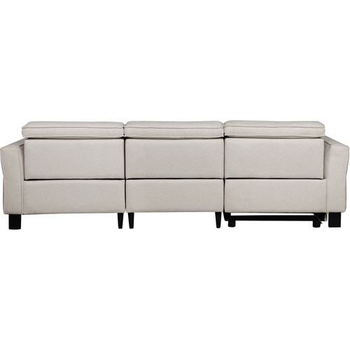 Carpari-canapé D'angle 3 Places Avec 1 Fauteuil Électrique En Tissu Crème