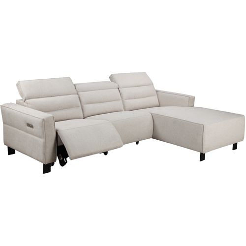Carpari-canapé D'angle 3 Places Avec 1 Fauteuil Électrique En Tissu Crème