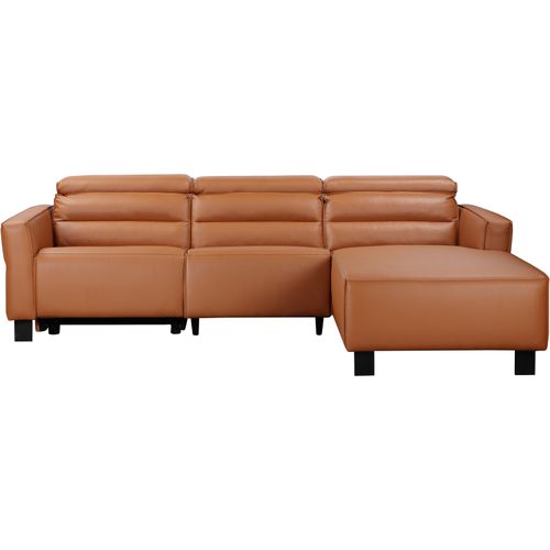 Carpari-canapé D'angle 3 Places Avec Fonction Électrique En Pu Cognac