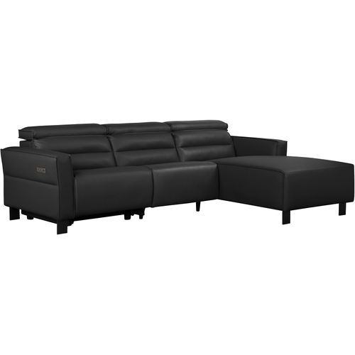 Carpari-canapé D'angle 3 Places Avec 1 Relax Électrique En Pu Noir