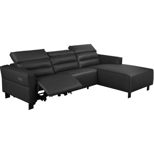 Carpari-canapé D'angle 3 Places Avec 1 Relax Électrique En Pu Noir