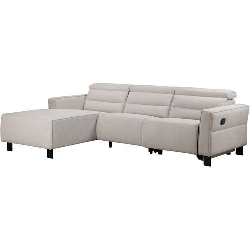 Carpari-canapé D'angle 3 Places Avec 1 Fauteuil Manuel En Tissu Crème