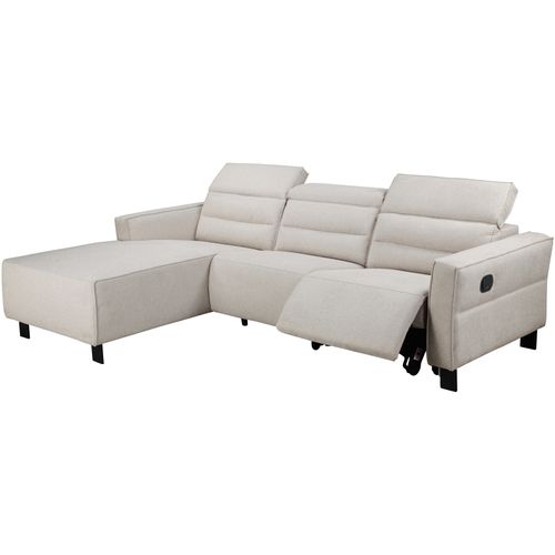 Carpari-canapé D'angle 3 Places Avec 1 Fauteuil Manuel En Tissu Crème