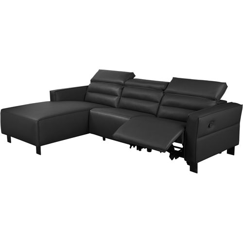Carpari-canapé D'angle 3 Places Avec 1 Relax Manuel En Pu Noir