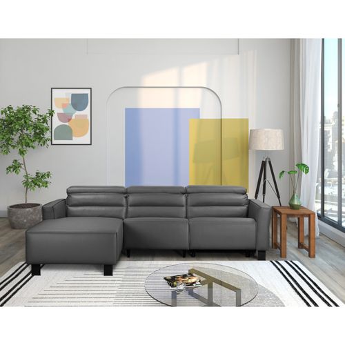 Carpari-canapé D'angle 3 Places Avec 1 Relax Manuel En Cuirpu Gris