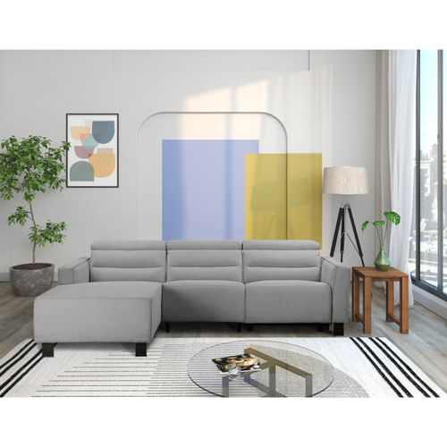 Carpari-canapé D'angle 3 Places Avec Fonction Manuelle En Tissu Gris Clair