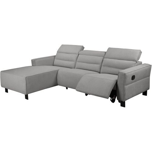 Carpari-canapé D'angle 3 Places Avec Fonction Manuelle En Tissu Gris Clair