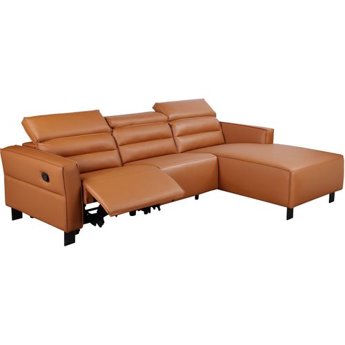 Carpari-canapé D'angle 3 Places Avec Fonction Manuelle En Pu Cognac
