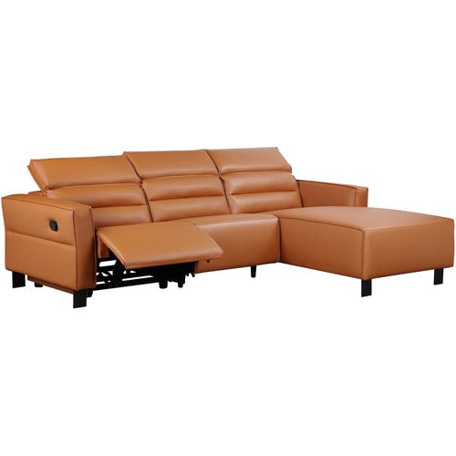 Carpari-canapé D'angle 3 Places Avec Fonction Manuelle En Cuir Pu Cognac
