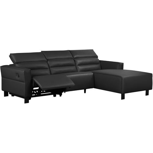 Carpari-canapé D'angle 3 Places Avec Fonction Manuelle En Cuirpu Noir