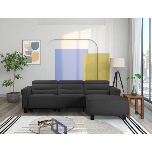 Carpari-canapé D'angle 3 Places Avec Fonction Manuelle En Tissu Anthracite