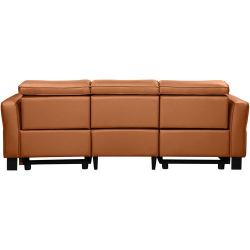 Carpari-canapé 3 Places Avec 2 Fauteuils Inclinables Électriques En Pu Cognac