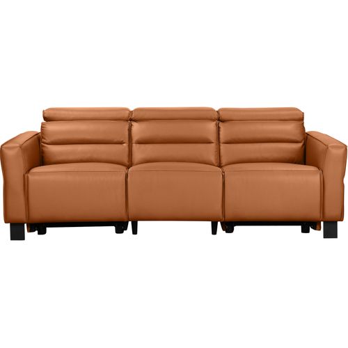 Carpari-canapé 3 Places Avec 2 Fauteuils Inclinables Électriques En Cuir Pu Cognac
