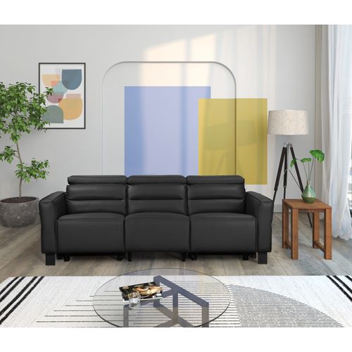 Carpari-canapé 3 Places Avec 2 Fauteuils Inclinables Électriques En Cuir Pu Noir