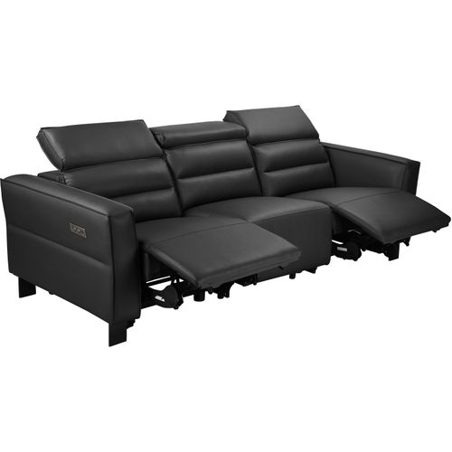 Carpari-canapé 3 Places Avec 2 Fauteuils Inclinables Électriques En Cuir Pu Noir