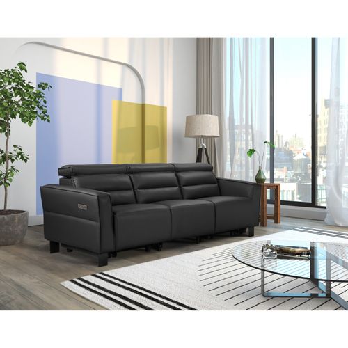 Carpari-canapé 3 Places Avec 2 Fauteuils Inclinables Électriques En Pu Noir